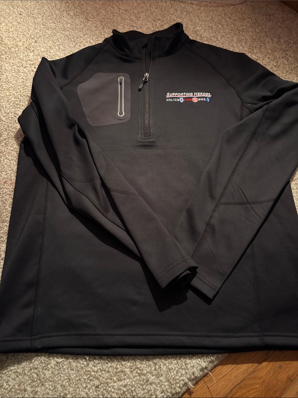 Eddie Bauer Supporting Heroes Black Quarter-Zip Pullover Jacket
